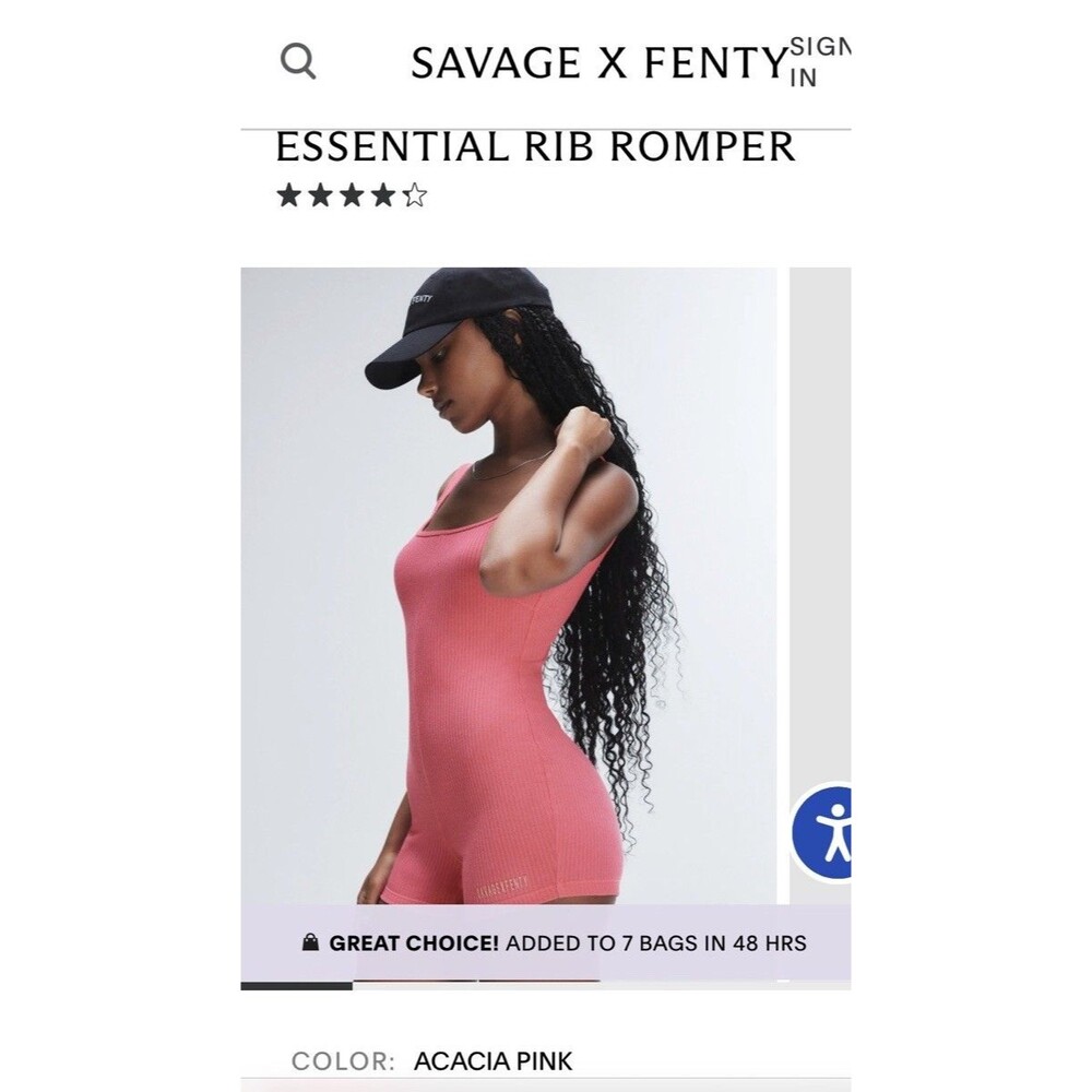 New Savage X Fenty Rhianna Pink Essential Ribbed Romper Retail $70